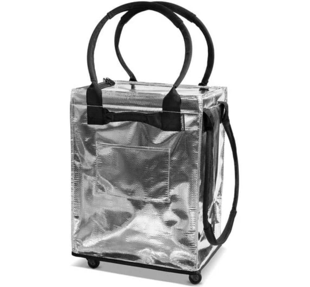 NIB Clevermade Foldable Tote Bag on Wheels SILVER 18" x 14" x 24" Holds 75 lb